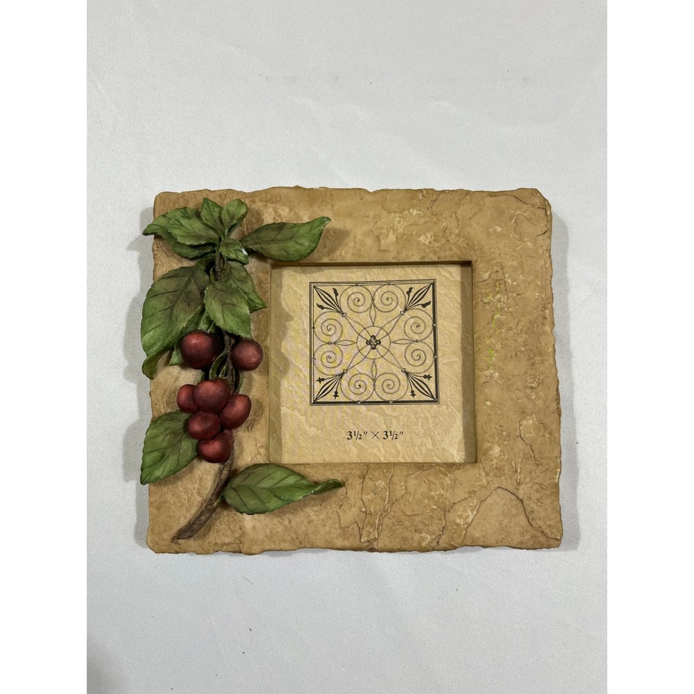 Rustic Stone Look Picture Frame 3.5x3.5 Tan Red Berry 6x6 Farmhouse Decor
